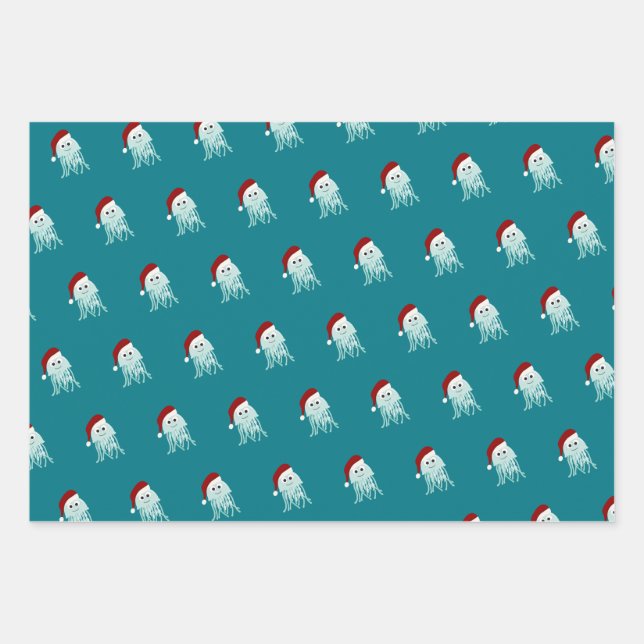 Christmas Jellyfish Wrapping Paper Sheets (Front)