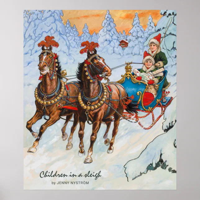 Christmas Jenny Nyström Dashing through the snow Poster | Zazzle