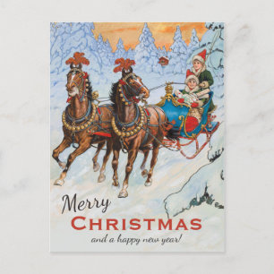 Christmas Jenny Nystrom Lively sleigh ride CC0079 Postcard