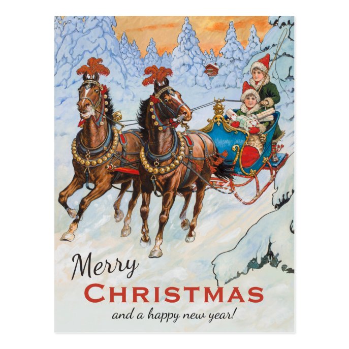 Christmas Jenny Nystr&#246;m Lively sleigh ride CC0079 Postcard
