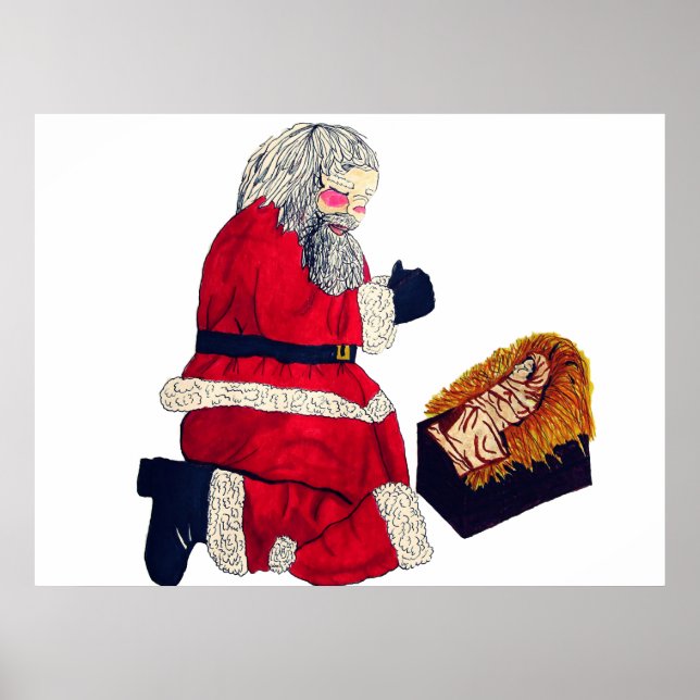 CHRISTMAS JESUS AND SANTA  POSTER (Front)