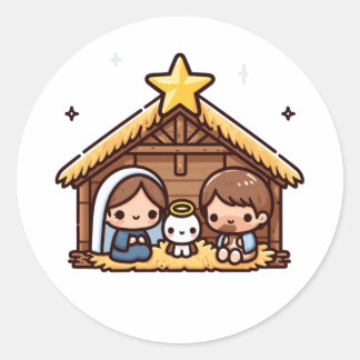 Christmas Jesus Birth Classic Round Sticker