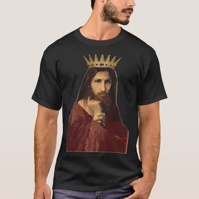Christmas Jesus Christ Crowned King Portrait Women T-Shirt (Front)