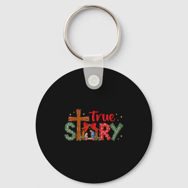 Christmas Jesus Cross Religious Christian Xmas Tru Keychain (Front)