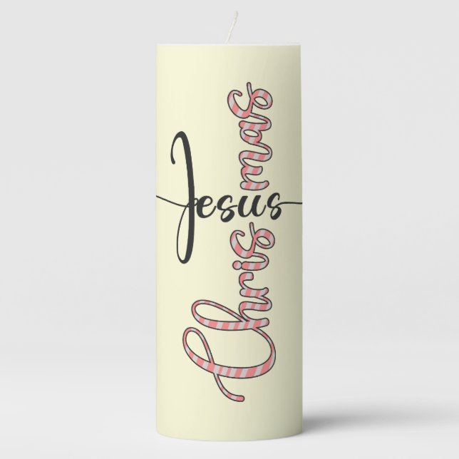 Christmas Jesus Fun Typography Pillar Candle (Front)
