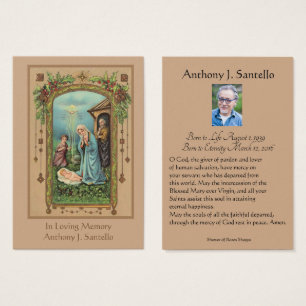 Christmas Jesus Funeral Memorial Prayer Holy Card