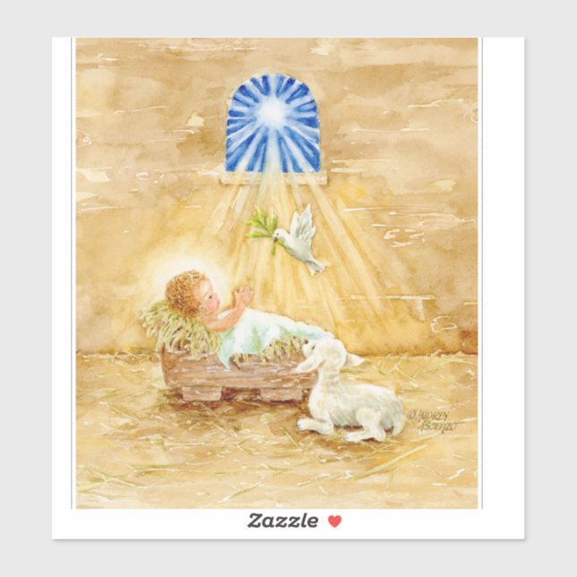 Christmas Jesus in Manger Child of Peace  Sticker (Sheet)