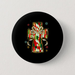 Christmas Jesus Is The Reason Christian Cross Coqu Button