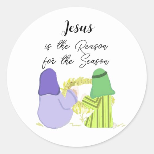 Christmas Jesus is the Reason Round Sticker