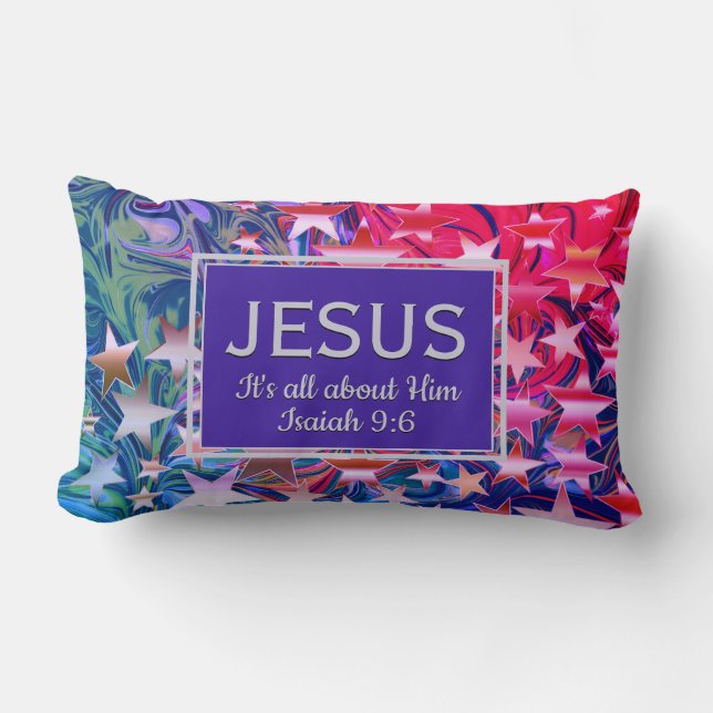 Christmas | JESUS | Isaiah 9:6 | Abstract | PURPLE Lumbar Pillow (Front)