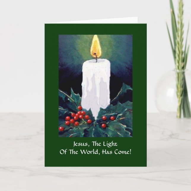 CHRISTMAS: JESUS, LIGHT, CANDLE: ART HOLIDAY CARD (Front)