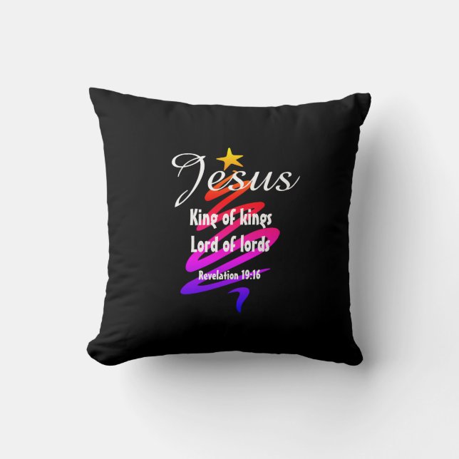 Christmas JESUS LORD OF LORDS Customized BLACK Throw Pillow (Front)