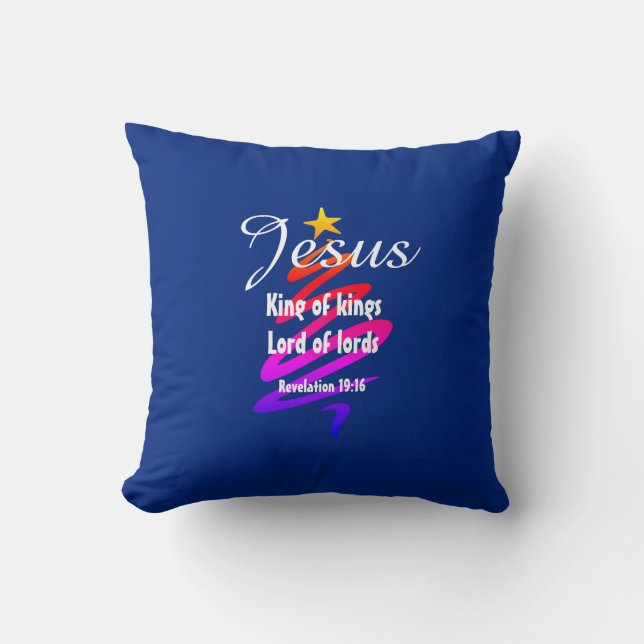 Christmas JESUS LORD OF LORDS Customized BLUE Throw Pillow (Front)