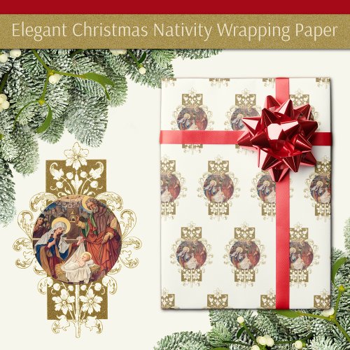Christmas Jesus Mary Joseph Nativity Wrapping Paper
