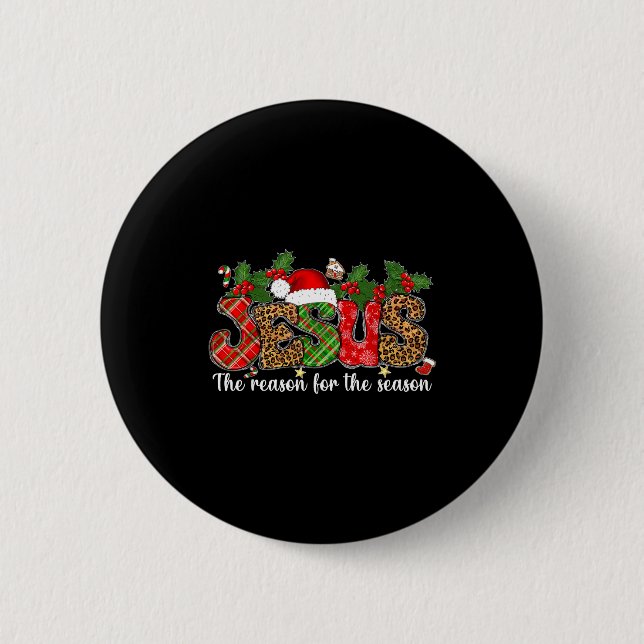 Christmas Jesus Reason Season Xmas Christian Men W Button (Front)