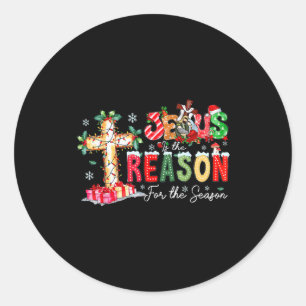 Christmas Jesus Reason Season Xmas Christian Men W Classic Round Sticker