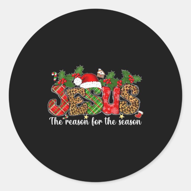 Christmas Jesus Reason Season Xmas Christian Men W Classic Round Sticker (Front)