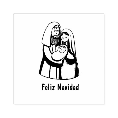 Christmas Jesus Religious Spanish Feliz Navidad Rubber Stamp