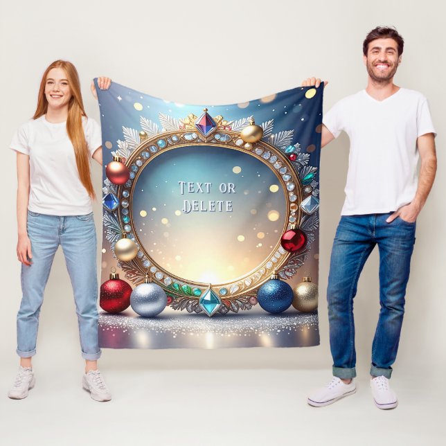 Christmas Jewel Frame Fleece Blanket (In Situ)