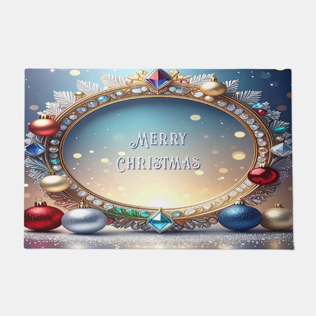 Christmas Jewel Frame Holiday Doormat (Front)