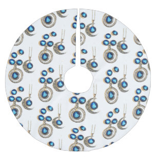 Christmas jewelry Tree blue black bright Moon Brushed Polyester Tree Skirt