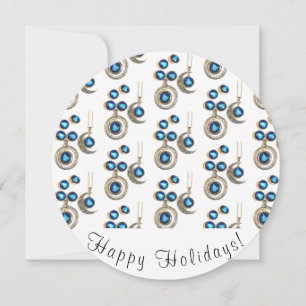 Christmas jewelry Tree blue black bright Moon  Holiday Card