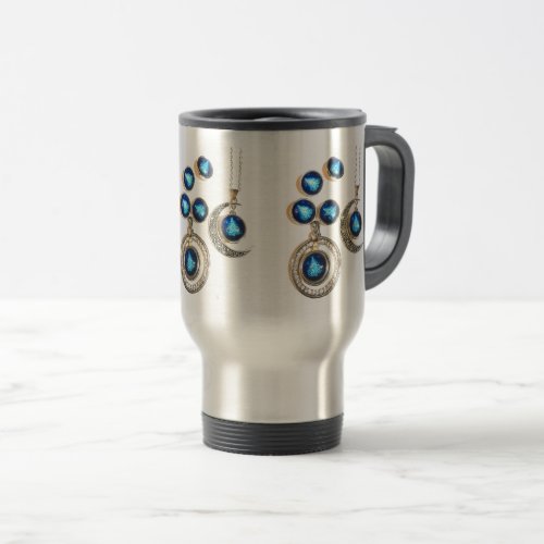 Christmas jewelry Tree blue black bright Moon  Travel Mug