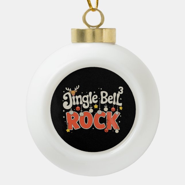Christmas Jingle Bells 3 Math Rock Xmas Holiday Ceramic Ball Christmas Ornament (Front)