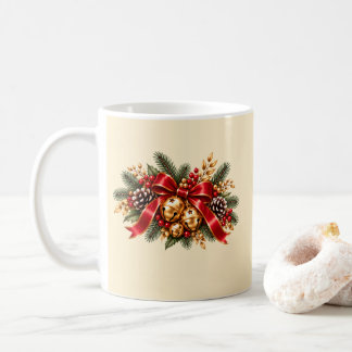 Christmas Jingle Bells Red Bow Festive Coffee Mug