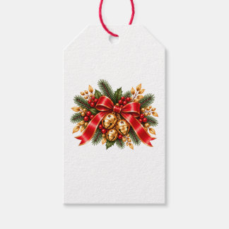 Christmas Jingle Bells Red Bow Festive Gift Tags