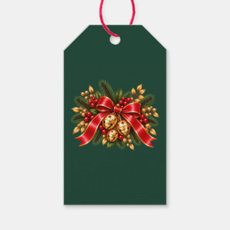 Christmas Jingle Bells Red Bow Festive Gift Tags