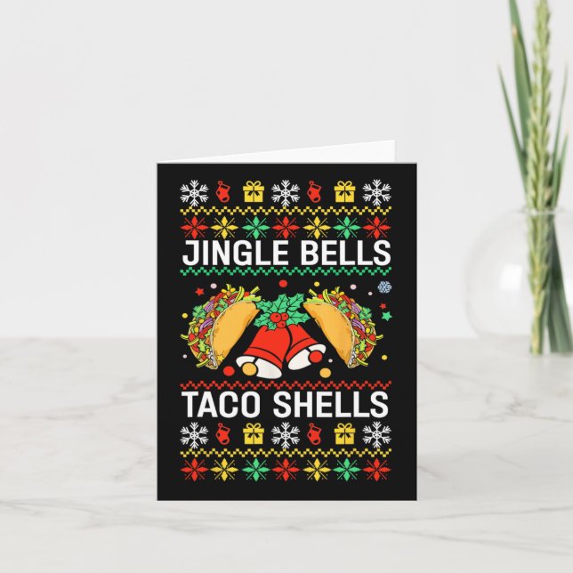 Christmas Jingle Bells Taco Shells Funny Family Ug Card (Front)