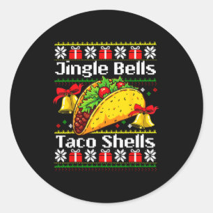 Christmas Jingle Bells Taco Shells Funny Family Ug Classic Round Sticker