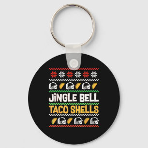 Christmas Jingle Bells Taco Shells Funny Ugly Xmas Keychain