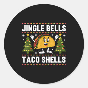 Christmas Jingle Bells Taco Shells Funny Xmas Taco Classic Round Sticker
