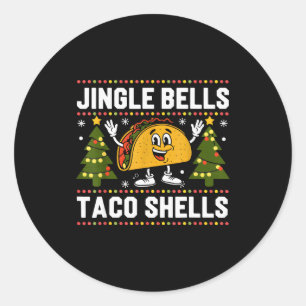 Christmas Jingle Bells Taco Shells Funny Xmas Taco Classic Round Sticker