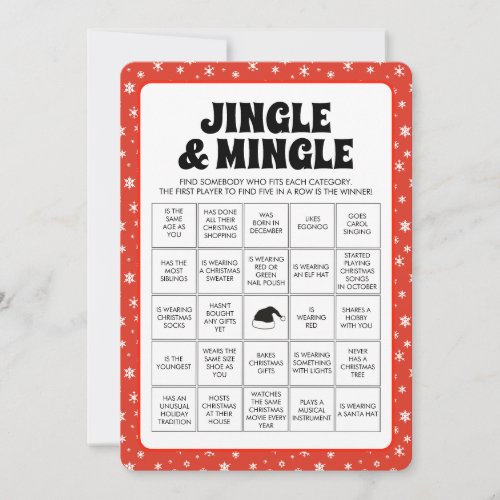 Christmas Jingle  Mingle Bingo Game Holiday Card