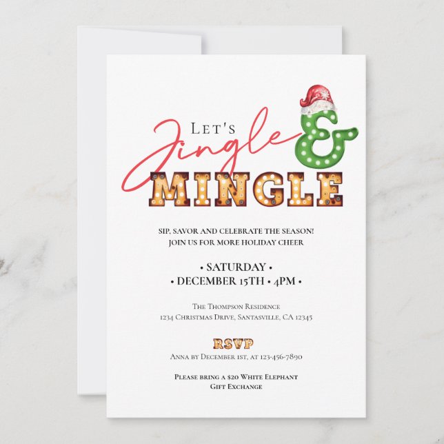 Christmas Jingle Mingle Marquee Holiday Season Invitation (Front)