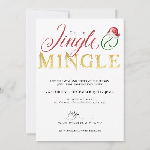 Christmas Jingle Mingle Xmas Holiday Season Party Invitation