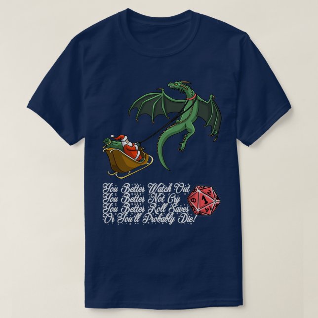 Christmas Jingle Santa Funny Dungeons And Dragons  T-Shirt (Design Front)