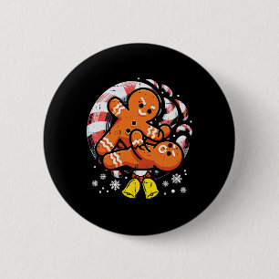 Christmas Jiu Jitsu Gingerbread Xmas Bjj Wrestling Button