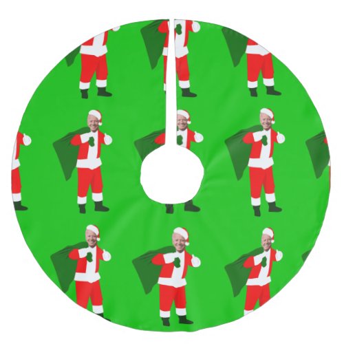 christmas joe biden santa brushed polyester tree skirt