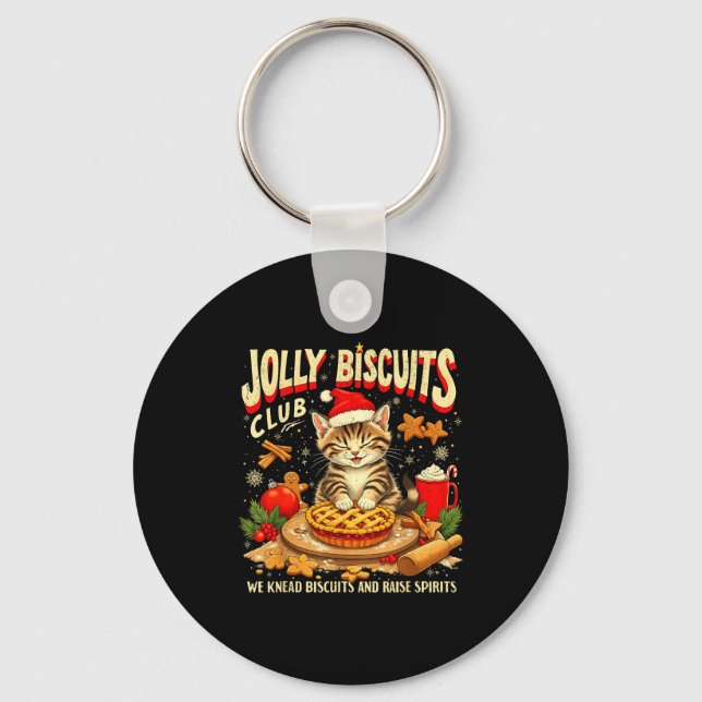 Christmas Jolly Biscuits Club Cute Cat Lovers Baki Keychain (Front)