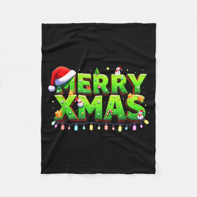 Christmas Jolly Creeper Xel Art Xmas Funny Gamer S Fleece Blanket (Front)