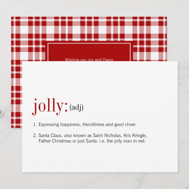 Christmas Jolly Definition Holiday Card (Front/Back)