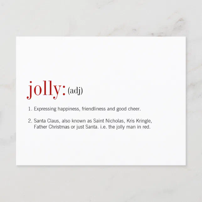 Christmas Jolly Definition Holiday Postcard Zazzle
