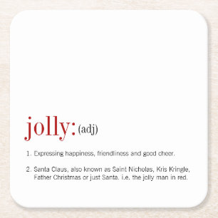 Christmas Jolly Definition Holiday Square Paper Coaster