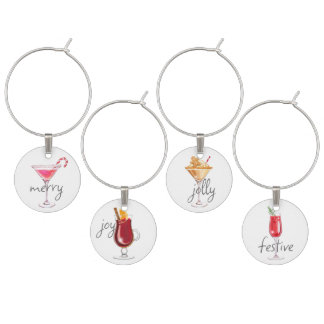 Christmas Jolly Merry Joy Simple Cocktail Martini Wine Charm