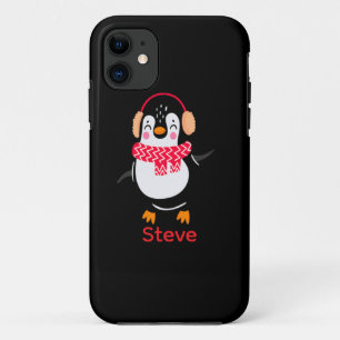 Christmas Jolly Penguin in Scarf with Ear Muffs iPhone 11 Case