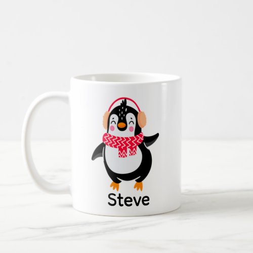 Christmas Jolly Penguin in Scarf with Ear Muffs Coffee Mug